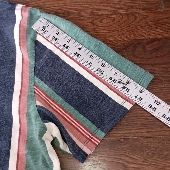 Guess Jeans Shirt Mens Medium Spellout Colorblock Retro Style Striped Tee FLAWS - Picture 5 of 15